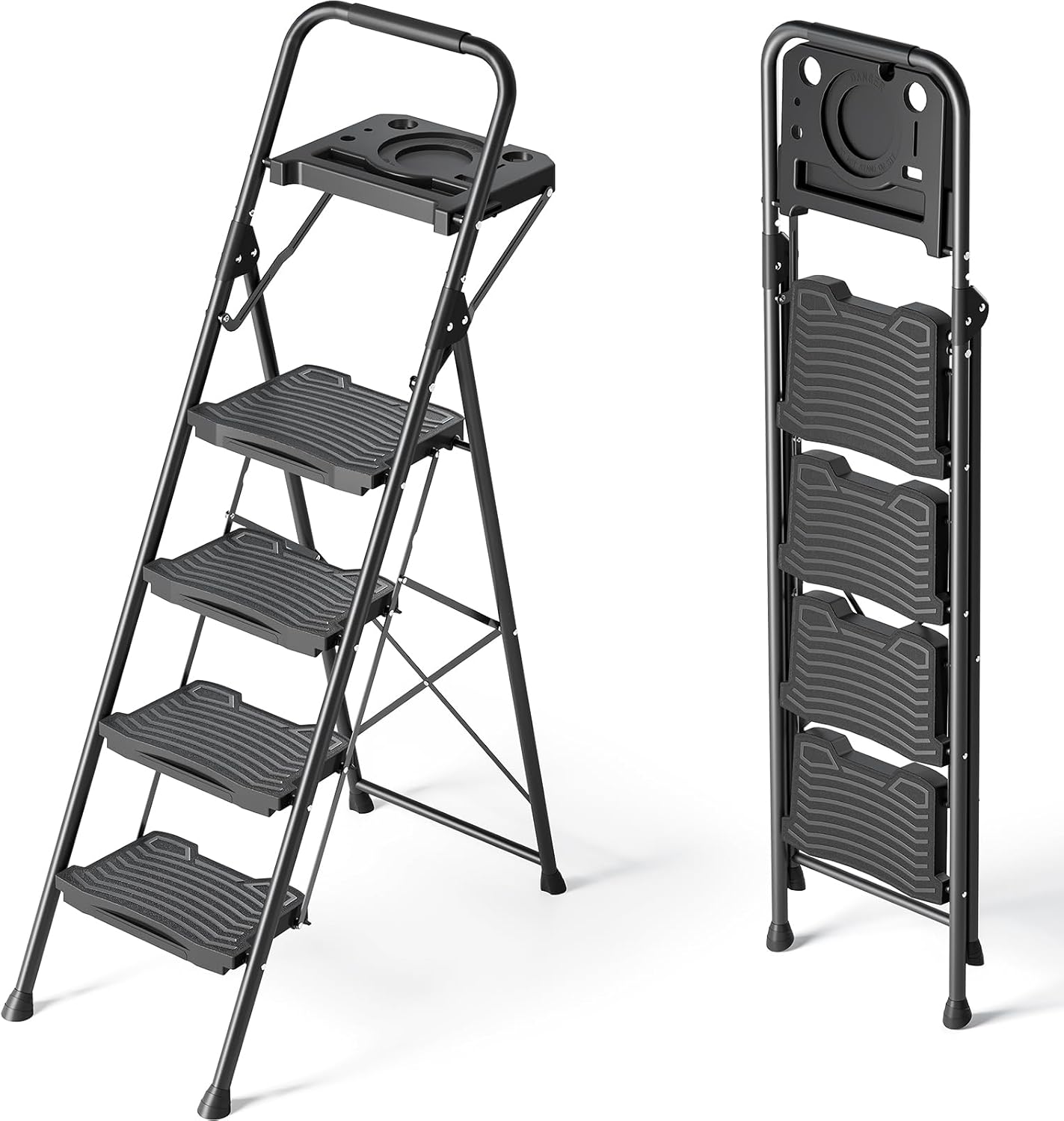 KINGRACK 4 Step Ladder with Tool Platform for Home Use
