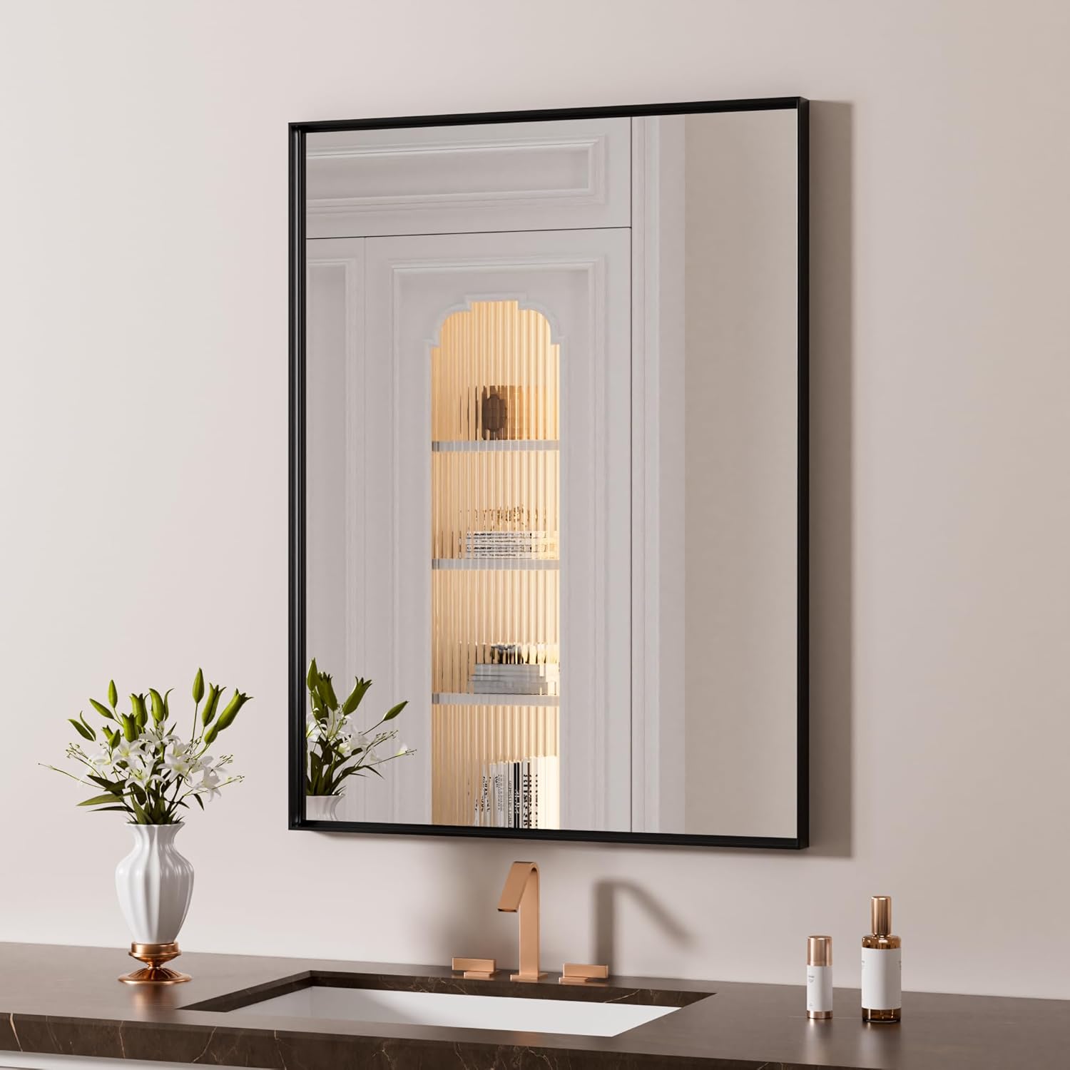LOAAO Black Bathroom Mirror 16X24 for Stylish Wall Decor