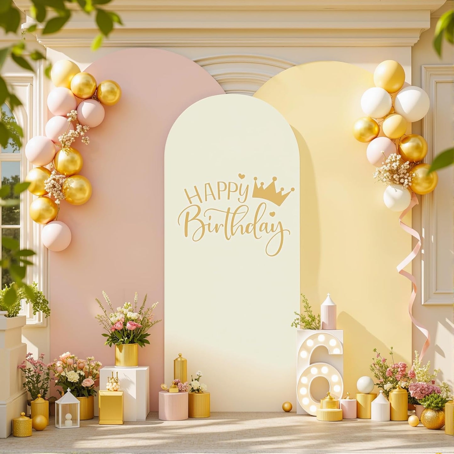 Cream Nude Champagne Arch Backdrop Covers Set for Events