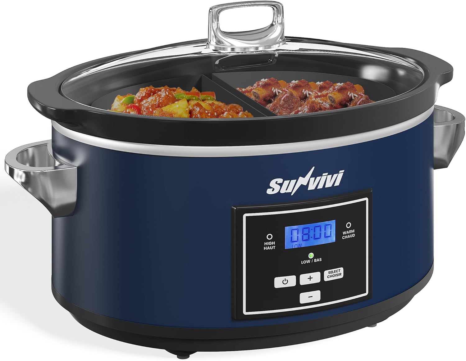 Sunvivi 6 Quart Programmable Slow Cooker with Silicone Liners