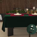Hunter Green Christmas Tablecloth 84in x 60in - Waterproof, Washable