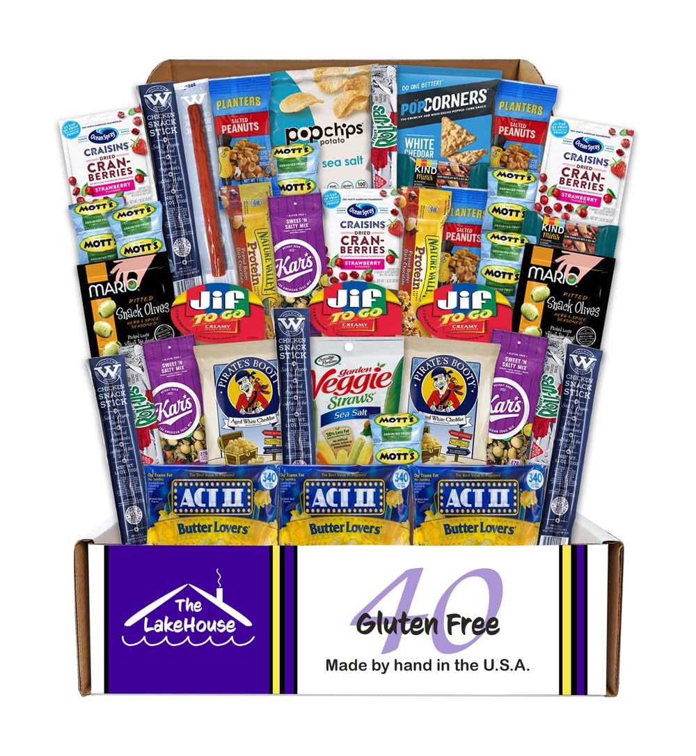 Gluten Free Snacks for Adults and Kids - 40 Count Healthy Treats
