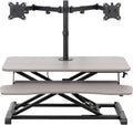 32 in Gray Standing Desk Converter with Dual Monitor Mount - Height