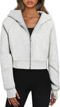 Trendy Queen Womens Cropped Zip Up Hoodie Jacket - Cozy Fall Layer