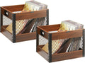 X-cosrack Vinyl Record Storage Crate 2 Pack - Sturdy LP Cube Organizer