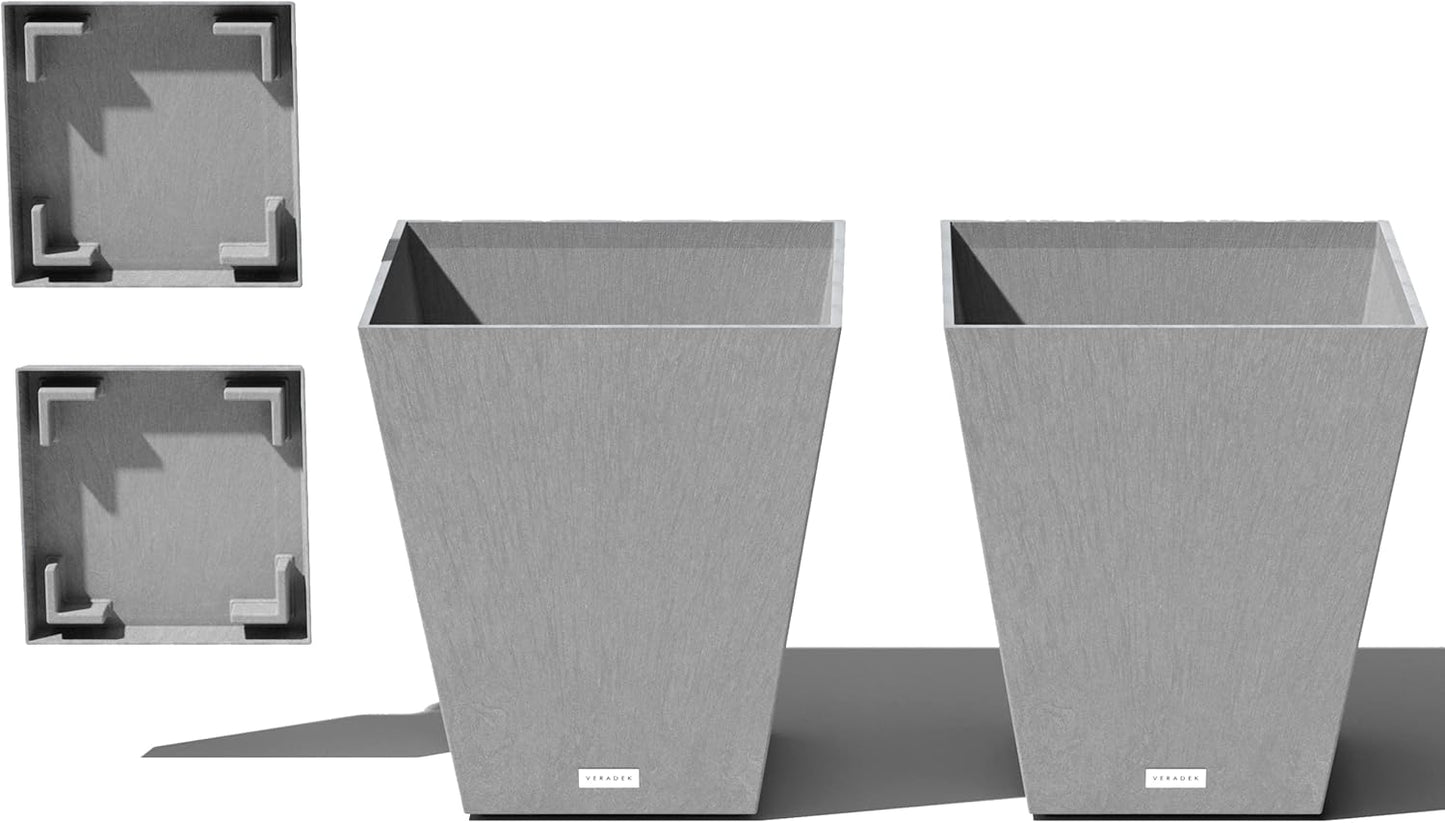 Veradek Nobleton Indoor/Outdoor Wide Square Planter - 2 Pack