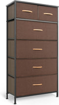 Brown Tall Dresser for Bedroom with 6 Drawers - Vertical Storage Tower