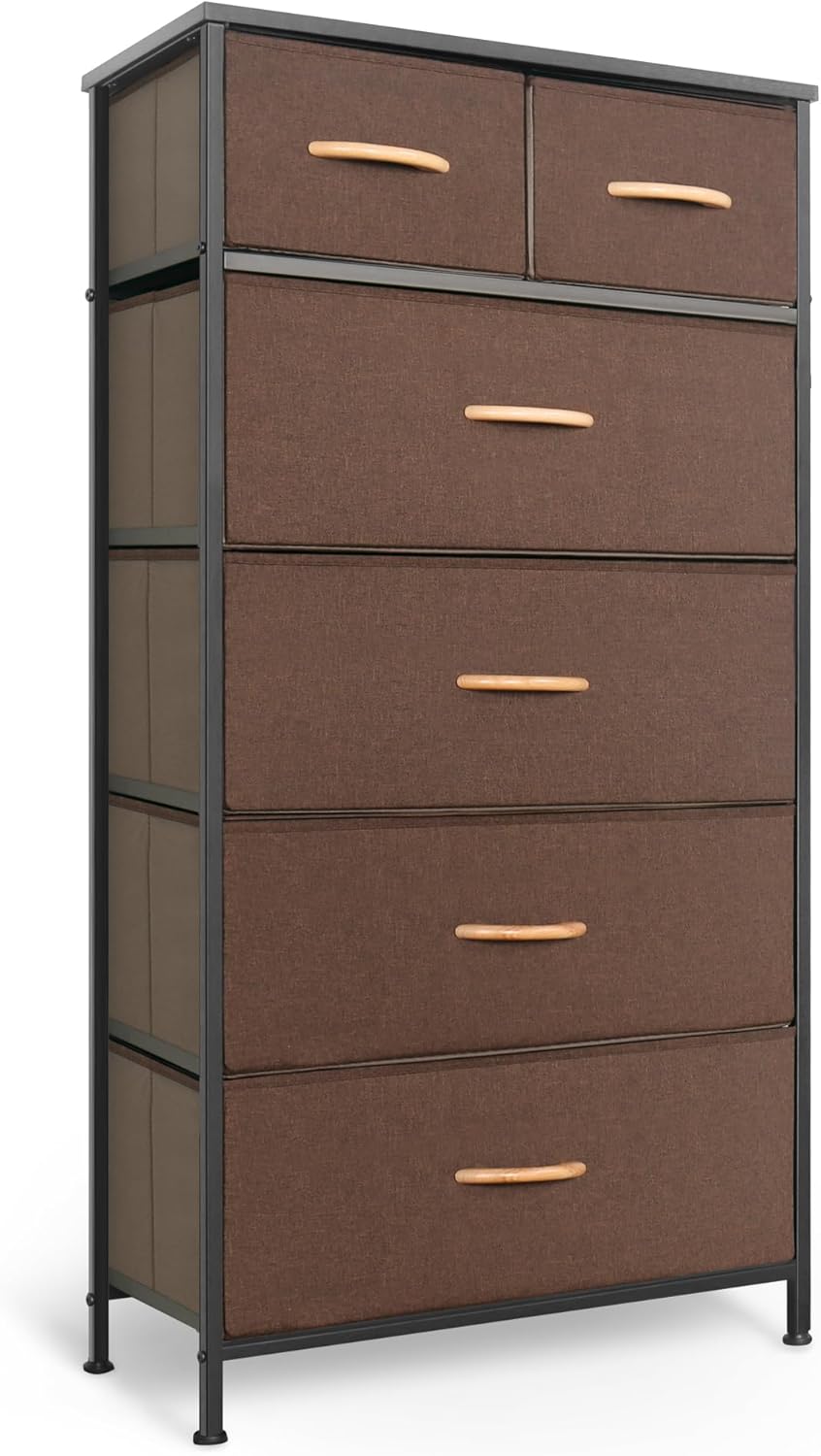 Tall Dresser for Bedroom with 6 Drawers and Wood Top