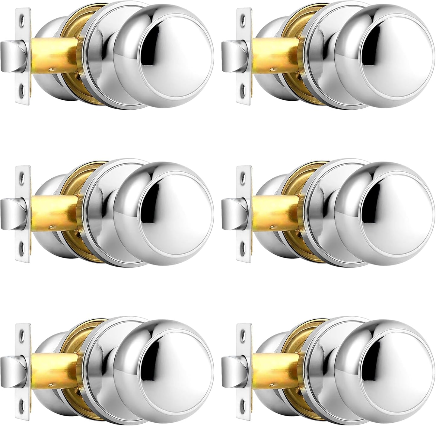 Probrico Passage Door Knobs in Polished Chrome for Closets