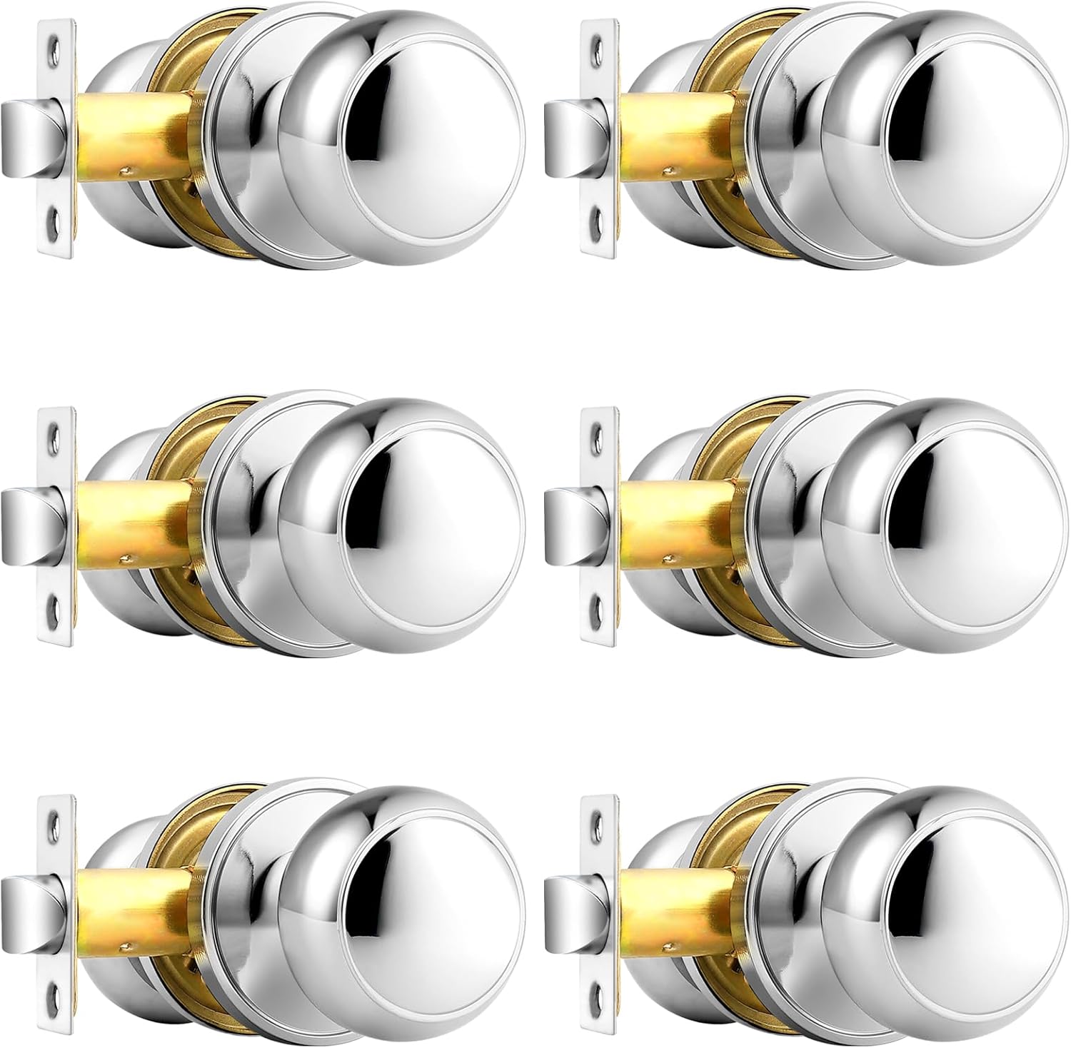 Probrico Passage Door Knobs in Polished Chrome for Closets