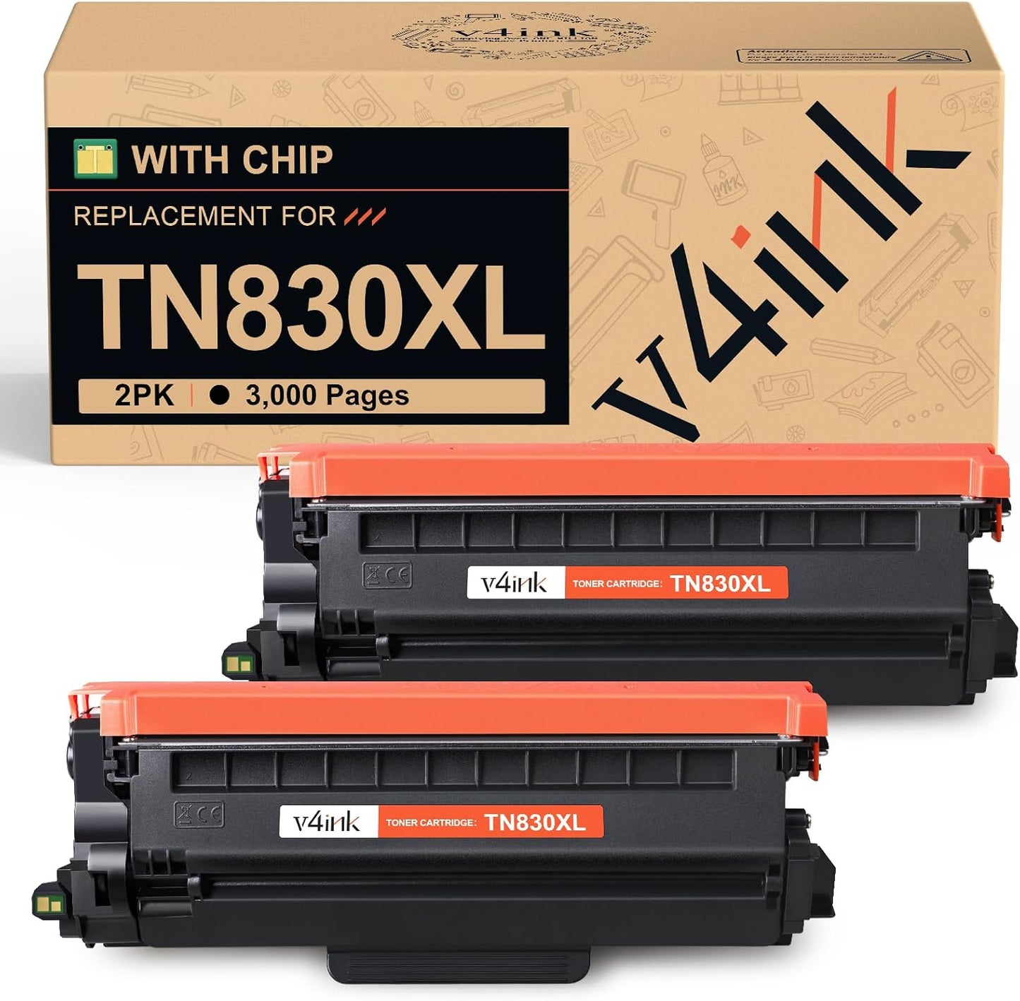 High Yield 2PK V4INK TN830XL Toner - Brother HL-L2460DW Printer