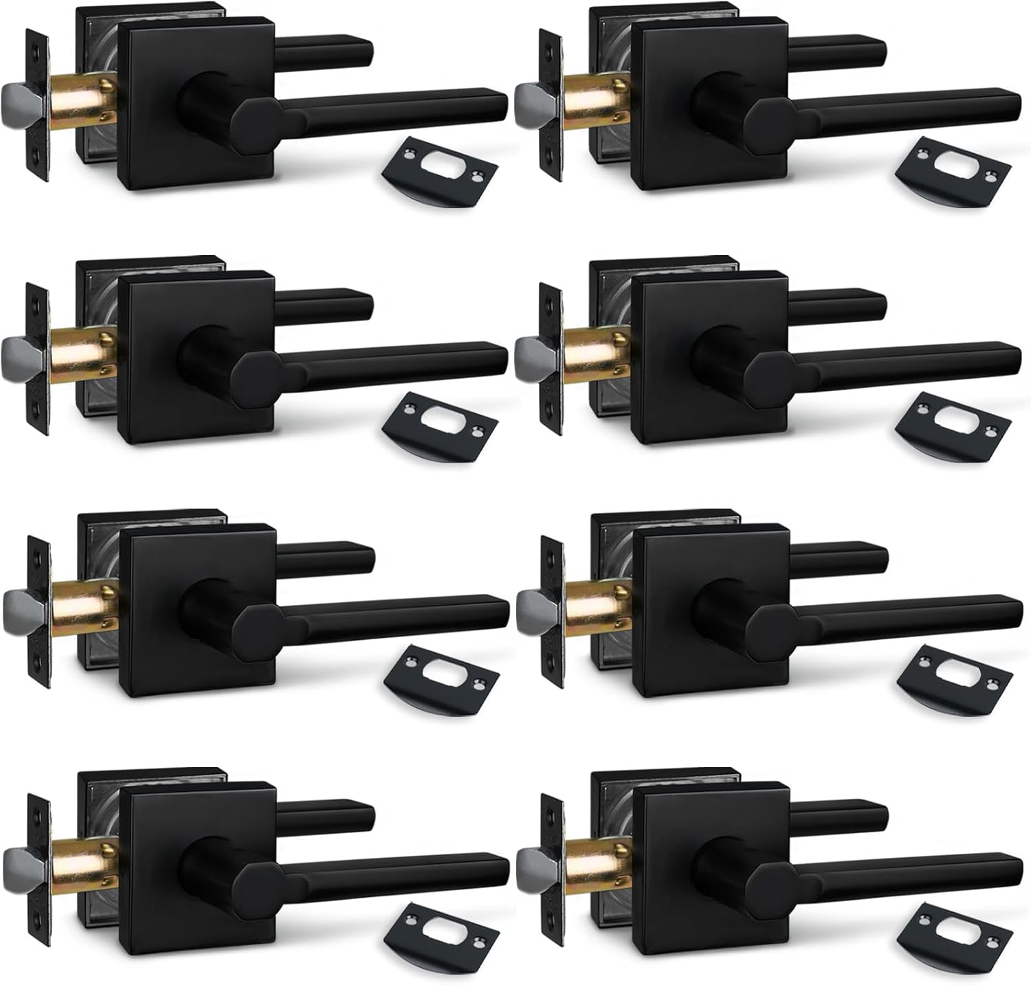 NEWBANG Aged Matt Black Door Lock Handle for Passage Doors