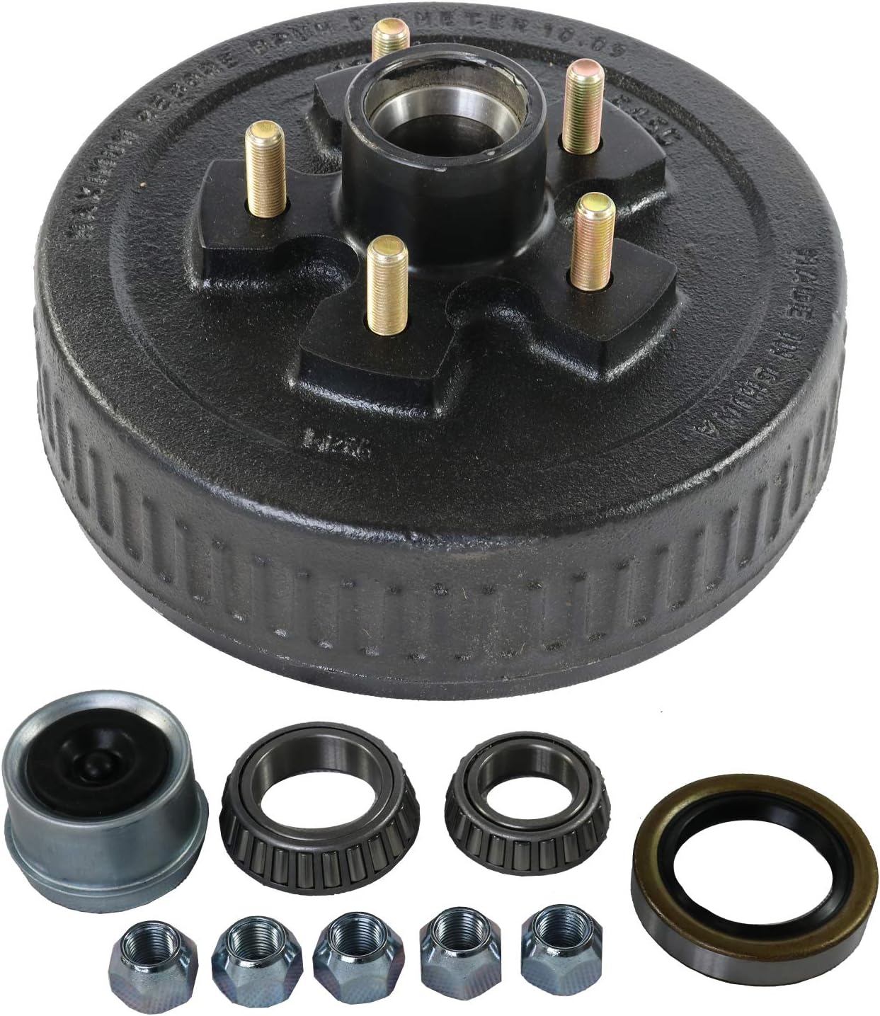 JDMSPEED 10in x 2-1/4in Trailer Brake Hub Drum Kit for 3500 Lbs