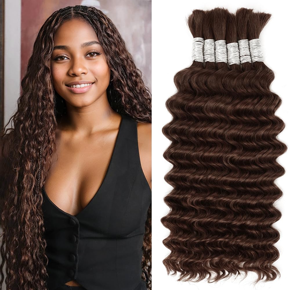 Human Braiding Hair for Boho Braids Bulk 150g 22 Inch Deep Wave