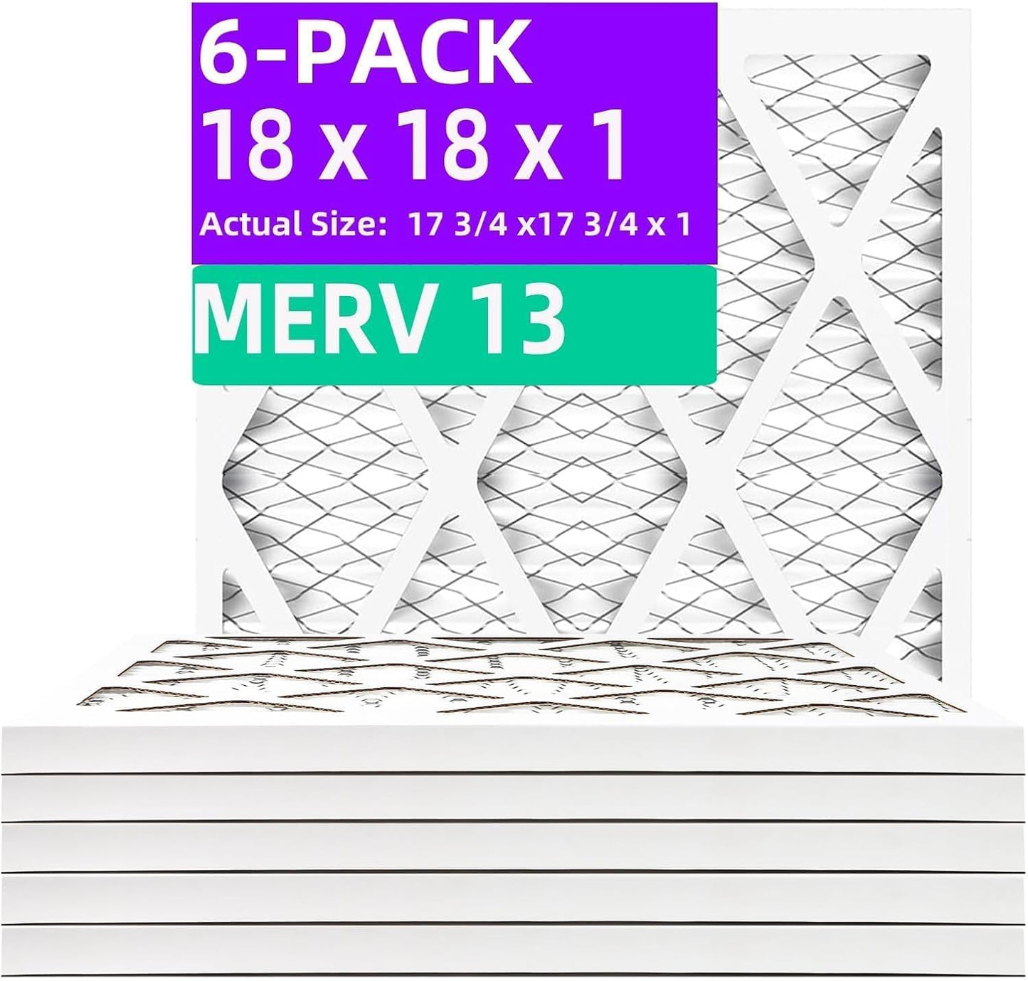 18x18x1 MERV 13 Pleated Air Filter for Home HVAC Systems