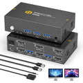 8K HDMI KVM Switch 2 Monitors 2 Computers - Dual 8K@60Hz Control