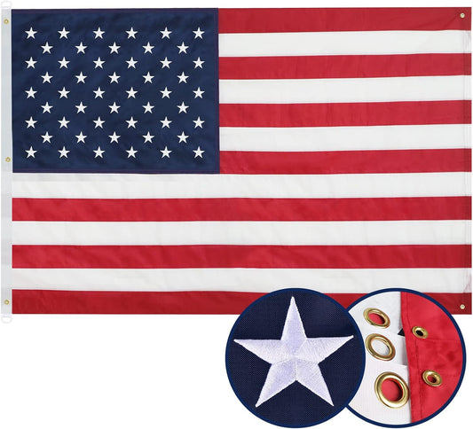 American Flag 5x8 Ft with Brass Grommets for Outdoor Use