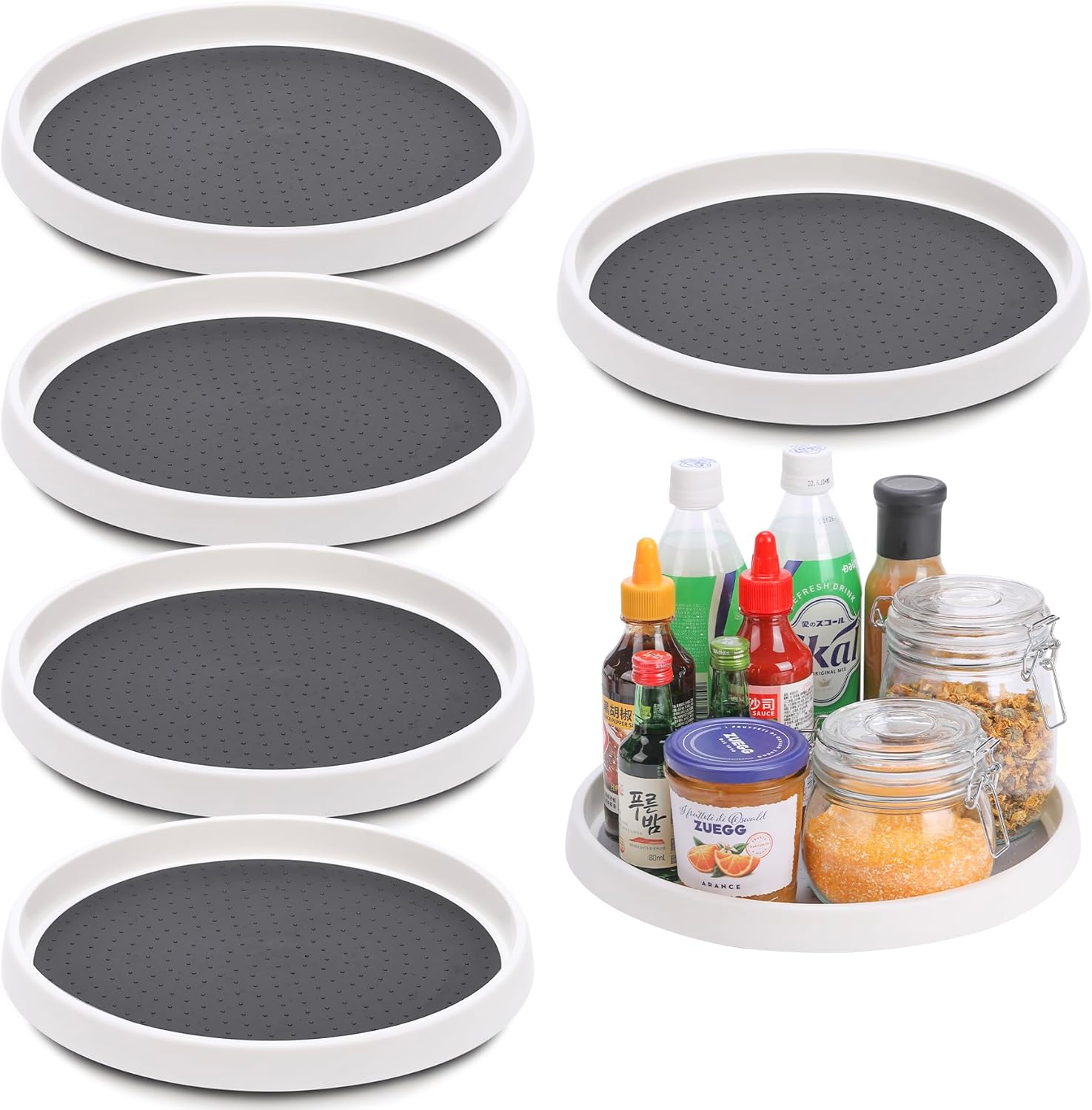 Set of 6 Non-Skid 12 Inch Lazy Susan Turntables for Organizing