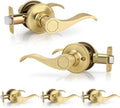 Passage Brushed Gold Door Handles Wave Style 5 Pack - Satin Brass
