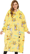 THREE POODLE Wearable Blanket Hoodie - Oversized Sherpa Comfort 100%