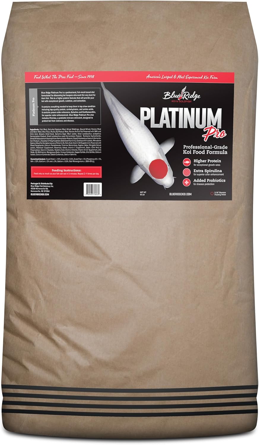 Blue Ridge Koi Fish Food 50lb - Premium Pond Pellets for Goldfish