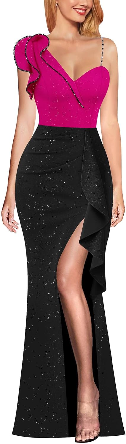 Elegant Ruffle One Shoulder Maxi Dress for Special Occasions