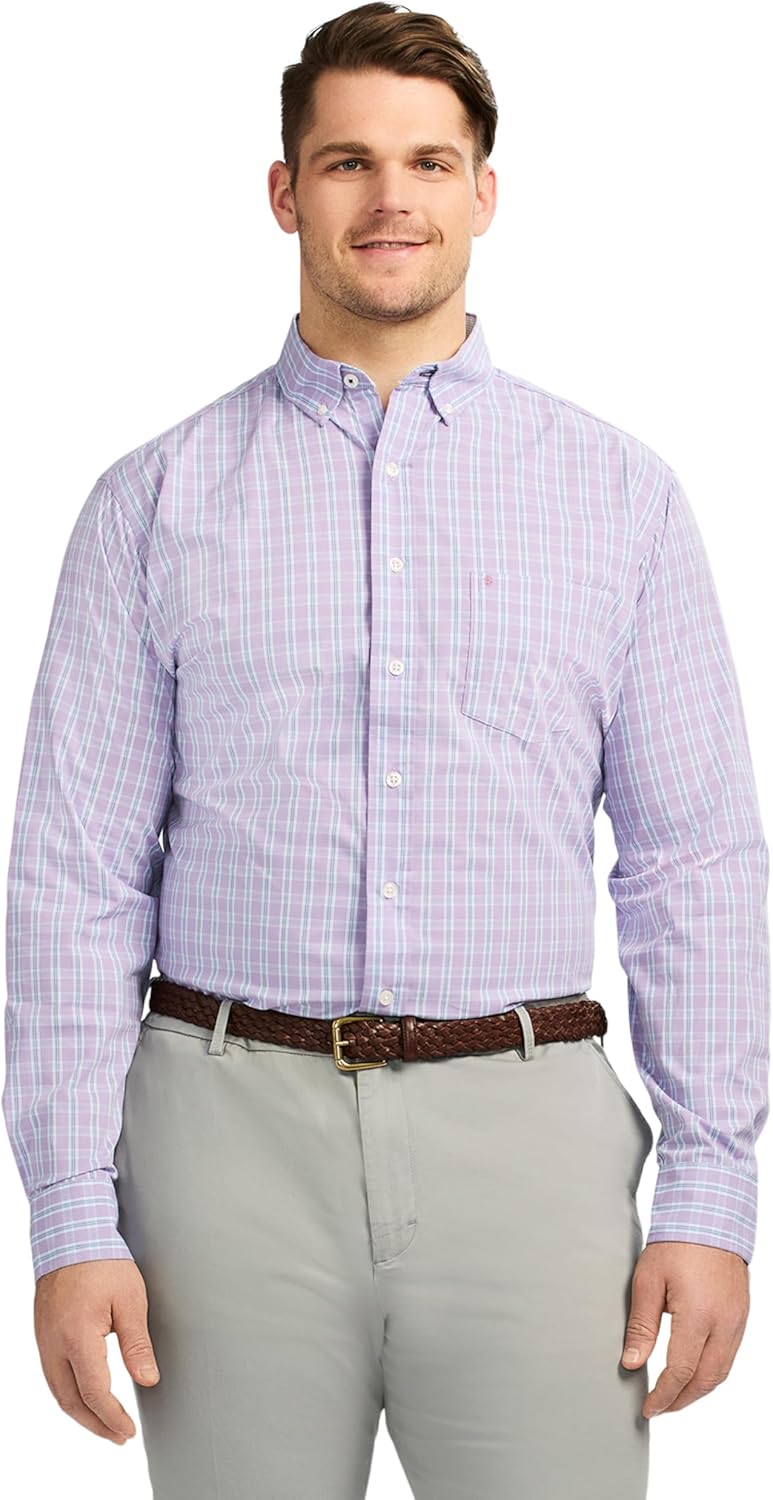 Izod Mens Big and Tall Performance Comfort Long Sleeve Shirt