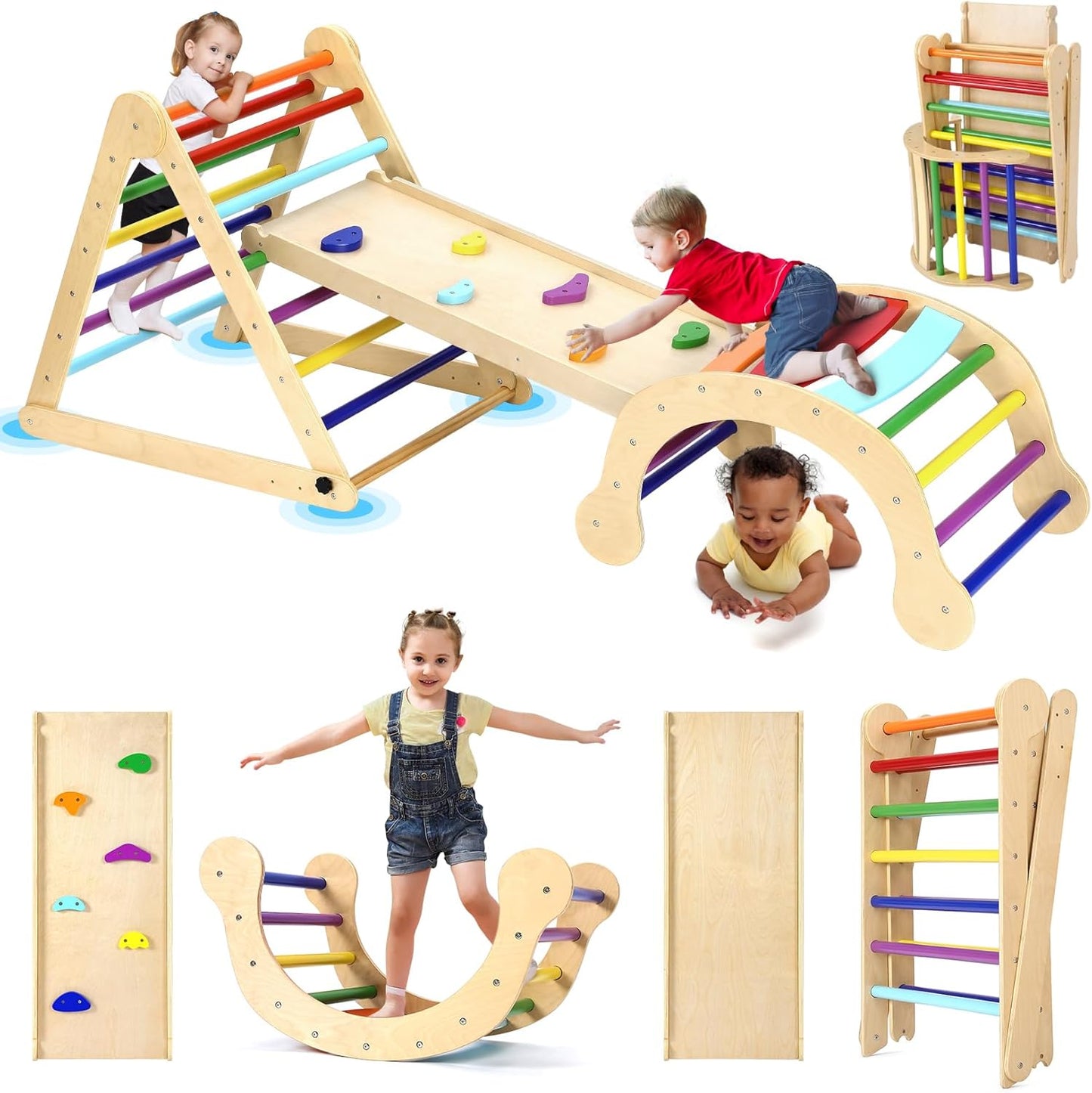 YOLEO Large Pikler Triangle Set: Fun Montessori Climbing Toys