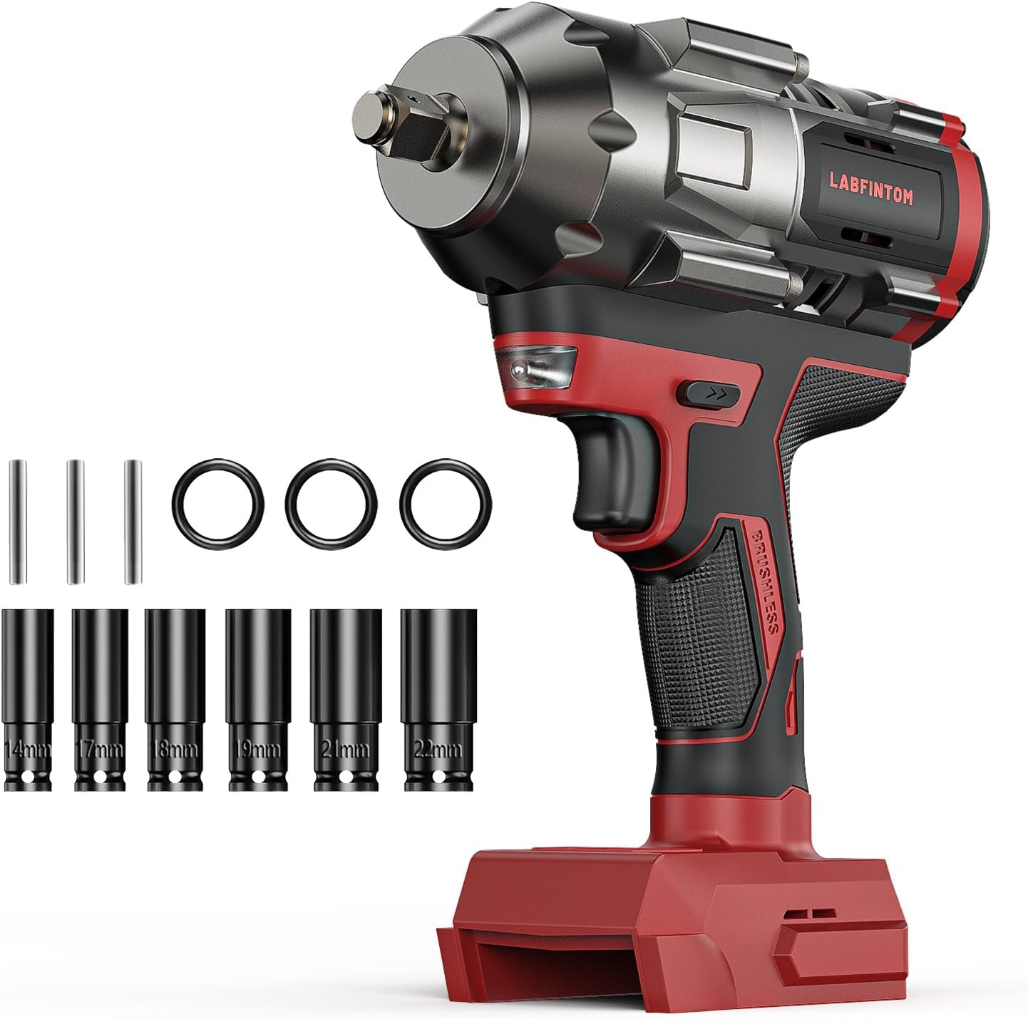 Cordless Impact Wrench 1/2 inch with High Torque and LED Light