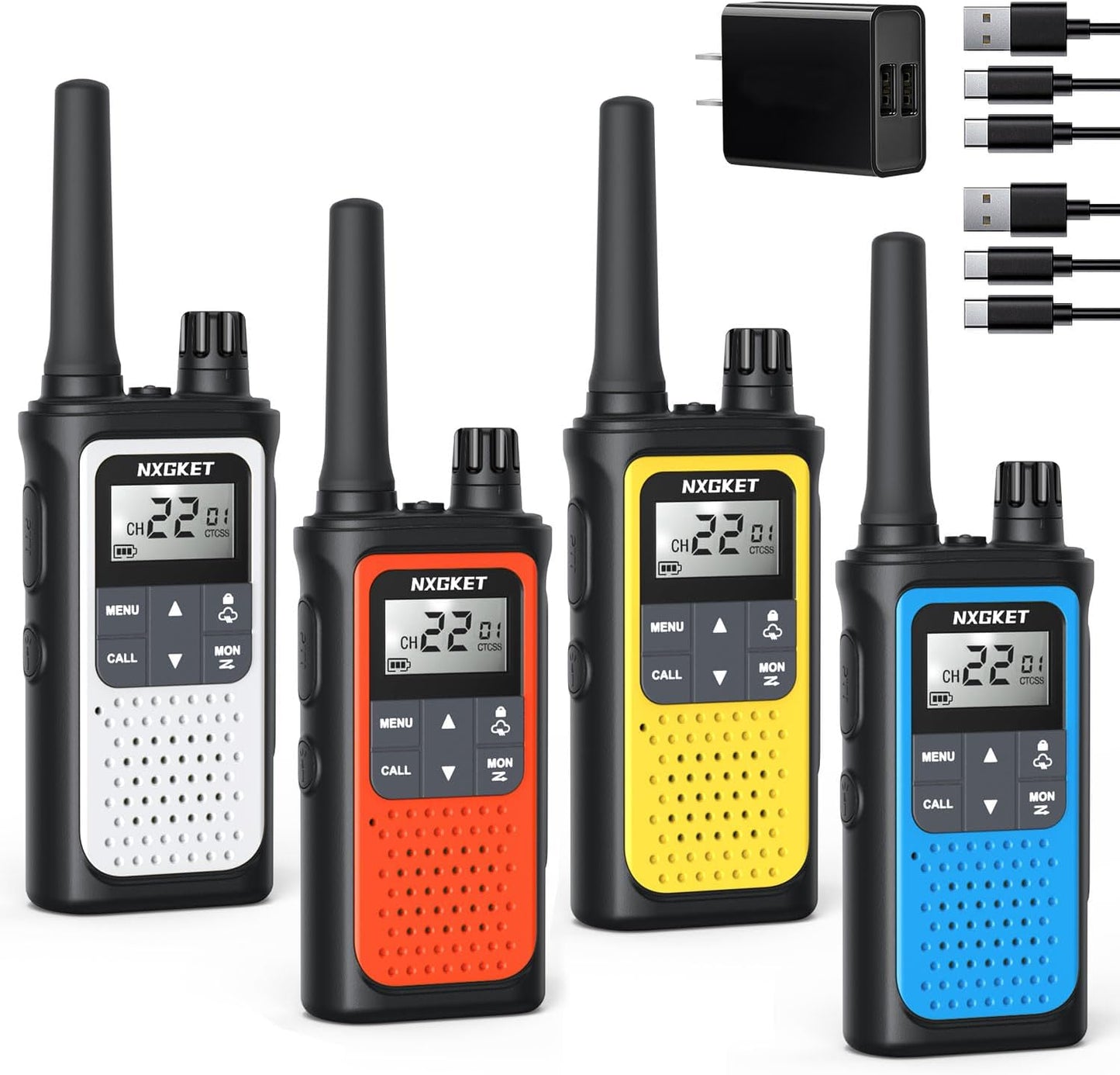 Walkie Talkies for Adults Long Range with NOAA Alerts 4 Pack
