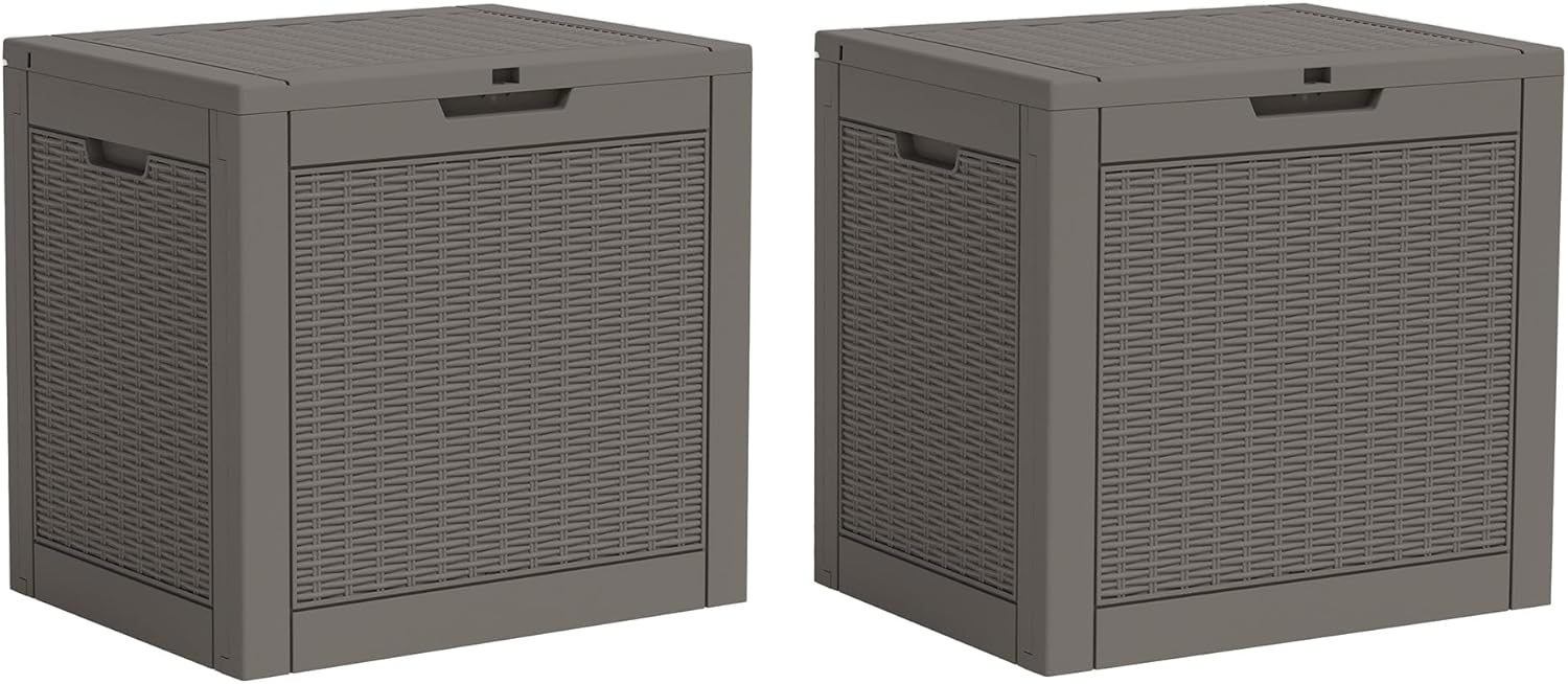 KAMABOKO 31 Gallon Resin Deck Box Set of 2 for Outdoor Storage