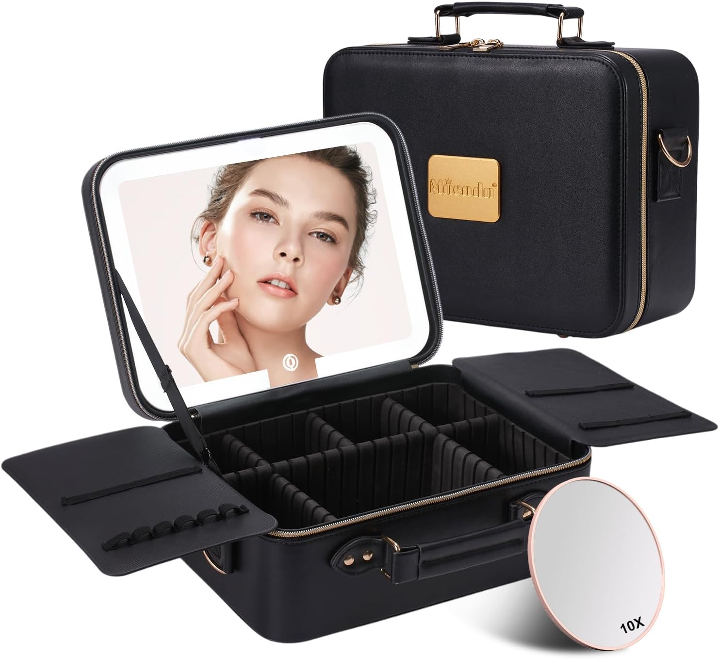 Mocado Travel Makeup Bag with LED Lighted Mirror for All Needs
