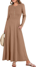 ANRABESS Women's Long Sleeve Maxi Fit and Flare Dress - Flattering