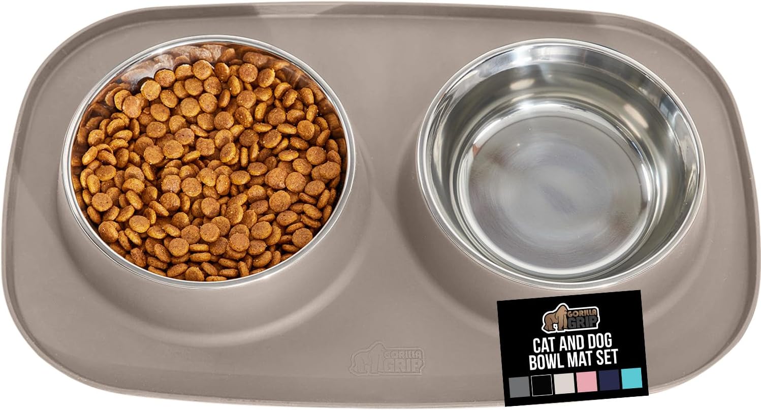 GORILLA GRIP Feeding Mat Set with Waterproof Silicone Bowls