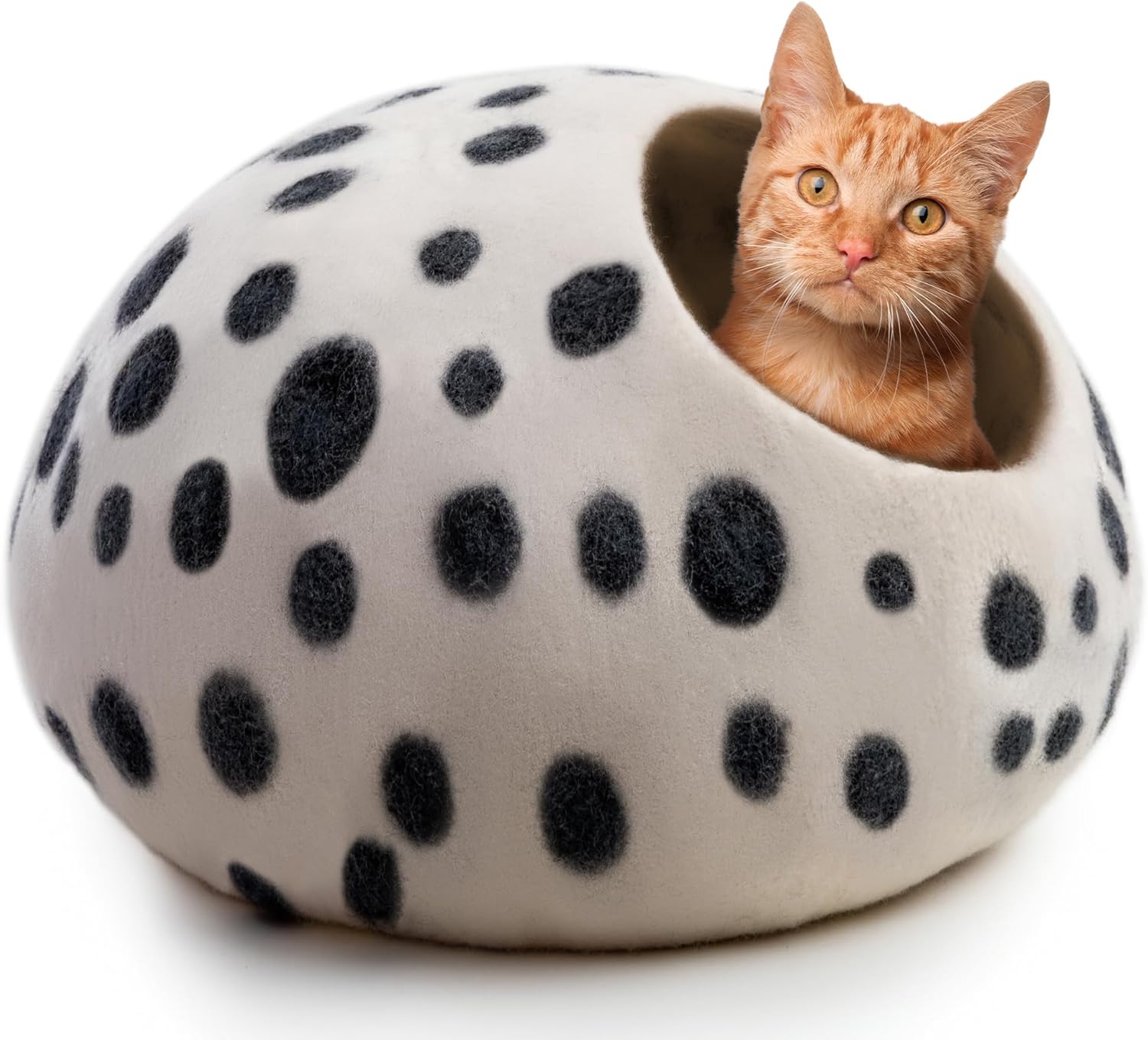 Large Wool Cat Bed Cave - Eco-Friendly Felt Kitty Hideaway