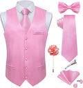 Mens Satin Suit Vest and Tie Set 8PCS - Polished Formal Waistcoat Set