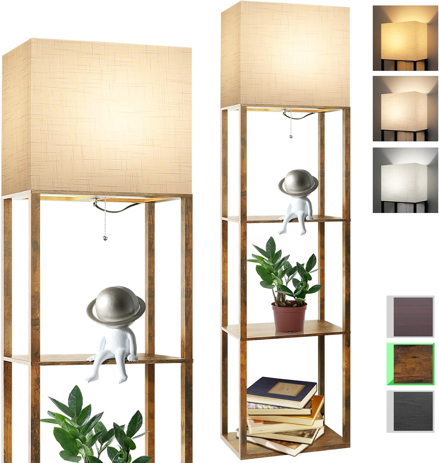 RUNTOP Plus Floor Lamp with Shelves for Modern Home Decor