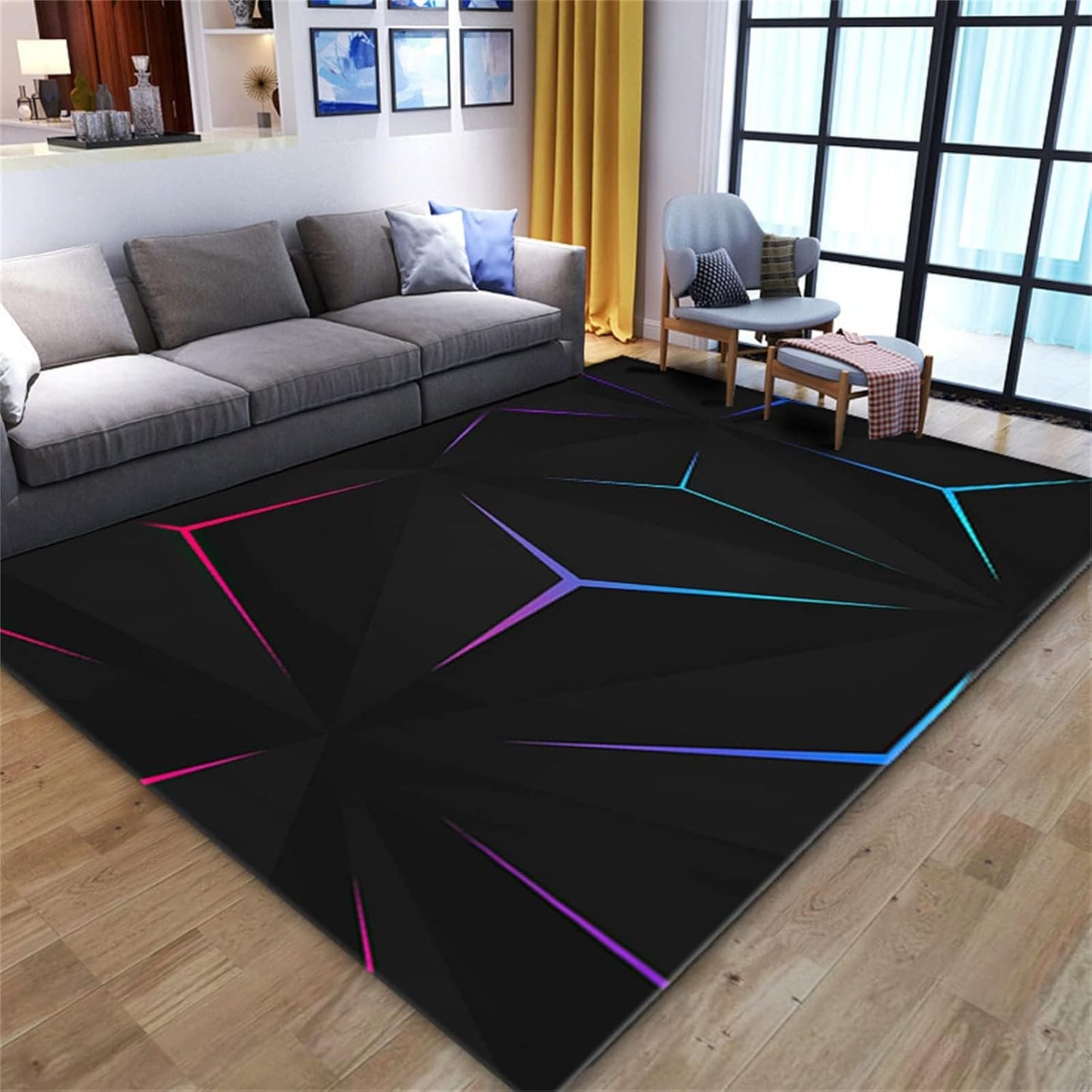Abstract Gaming Area Rug - Non-Slip, Machine Washable, 5x6 ft
