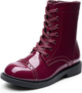 Girls Boys Combat Ankle Boots Side Zipper Lace Up - Lightweight