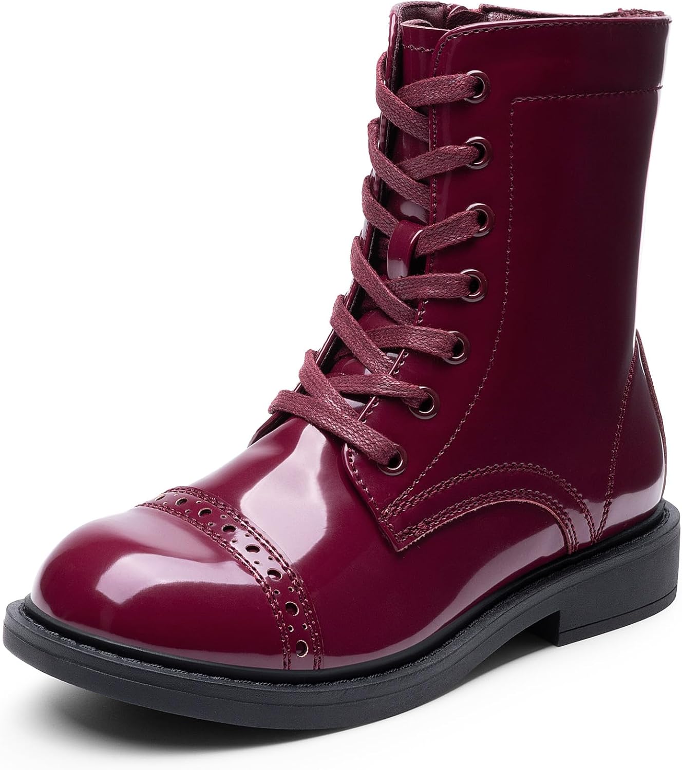 DREAM PAIRS Girls Boys Combat Ankle Boots with Side Zipper