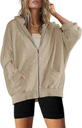 SAUKOLE Womens Fashion Zip Up Hoodies Oversized Waffle Knit Jacket