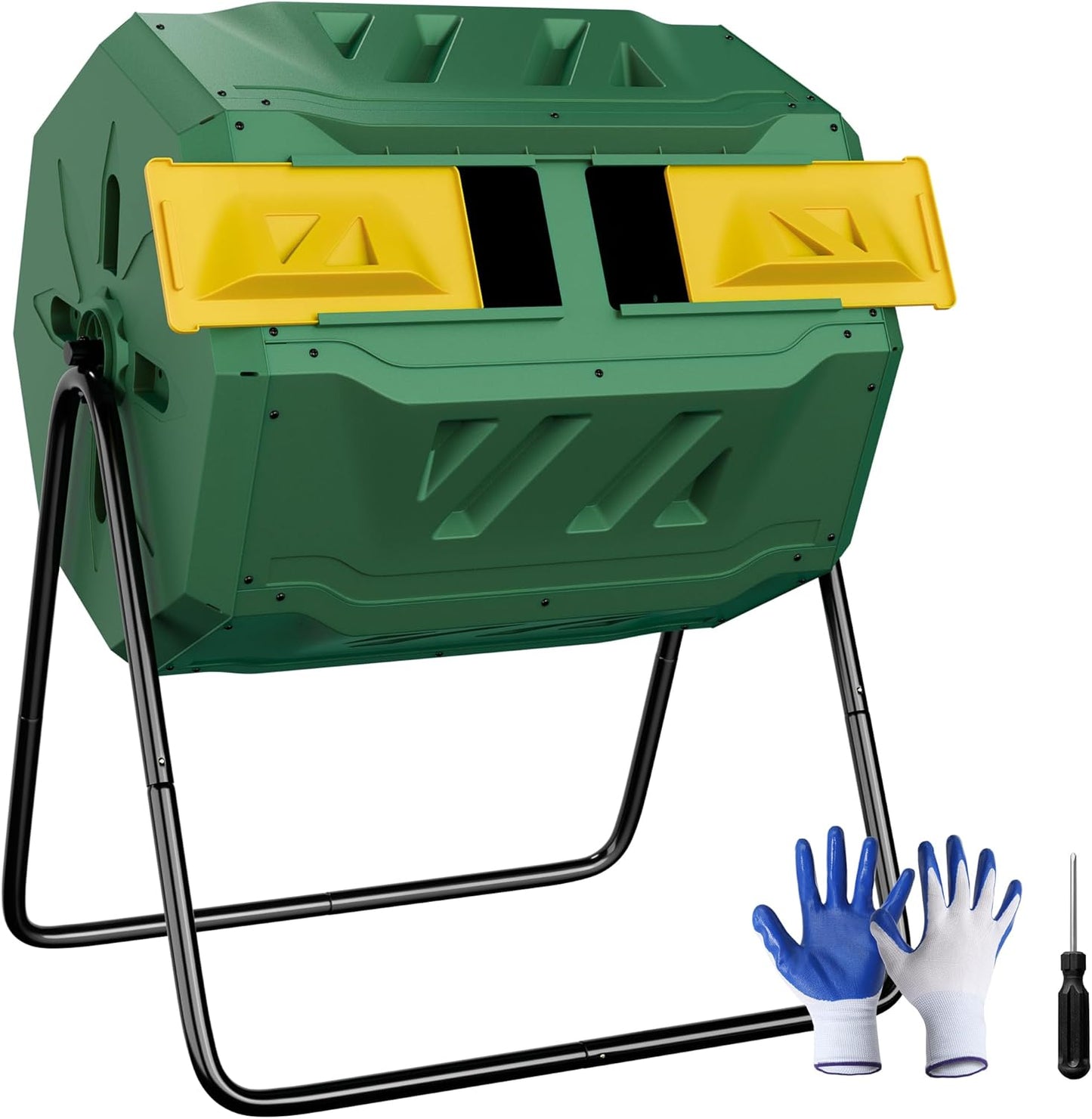 F2C Compost Bin Outdoor Dual Chamber Tumbler for Efficient Composting