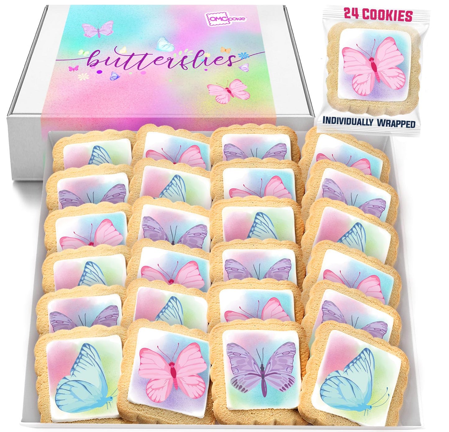 Butterfly Cookies 24 Pack by OMCookie - Perfect Party Favors