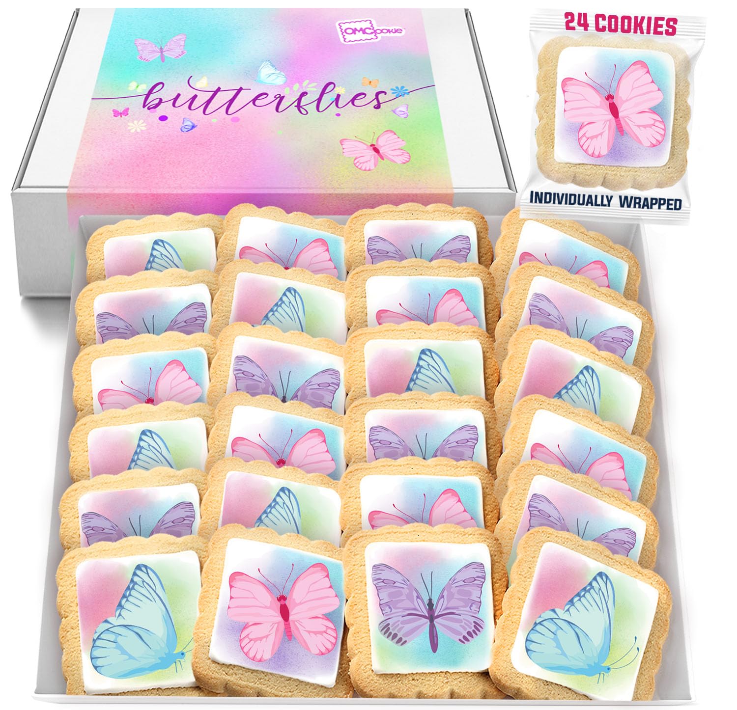 Butterfly Cookies 24 Pack by OMCookie - Perfect Party Favors