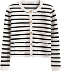 ANRABESS Women Striped Cropped Cardigan Sweater - Classic Fall Staple