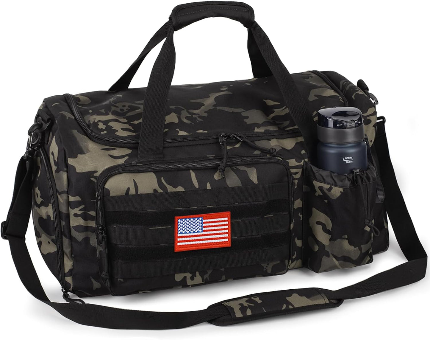 Tactical Gym Bag for Men, 60L Duffle with Shoe Compartment