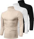 Men's 3 Pack Turtleneck Shirts - Cotton Stretch Slim Fit