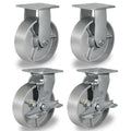 6 in x 2 in Heavy Duty Industrial Casters Rigid & Brake Wheels