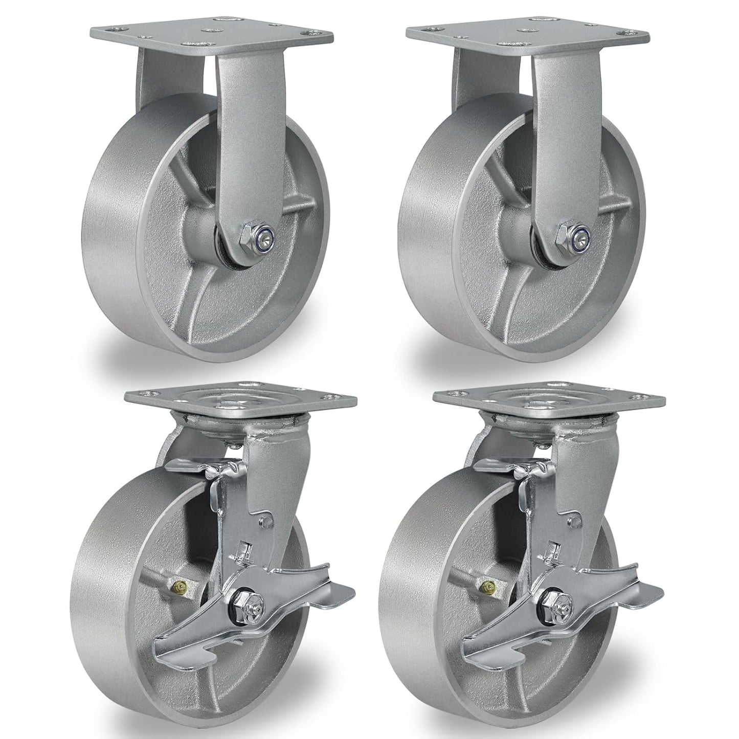 6 in Heavy Duty Industrial Casters with Brake Wheels for Stability