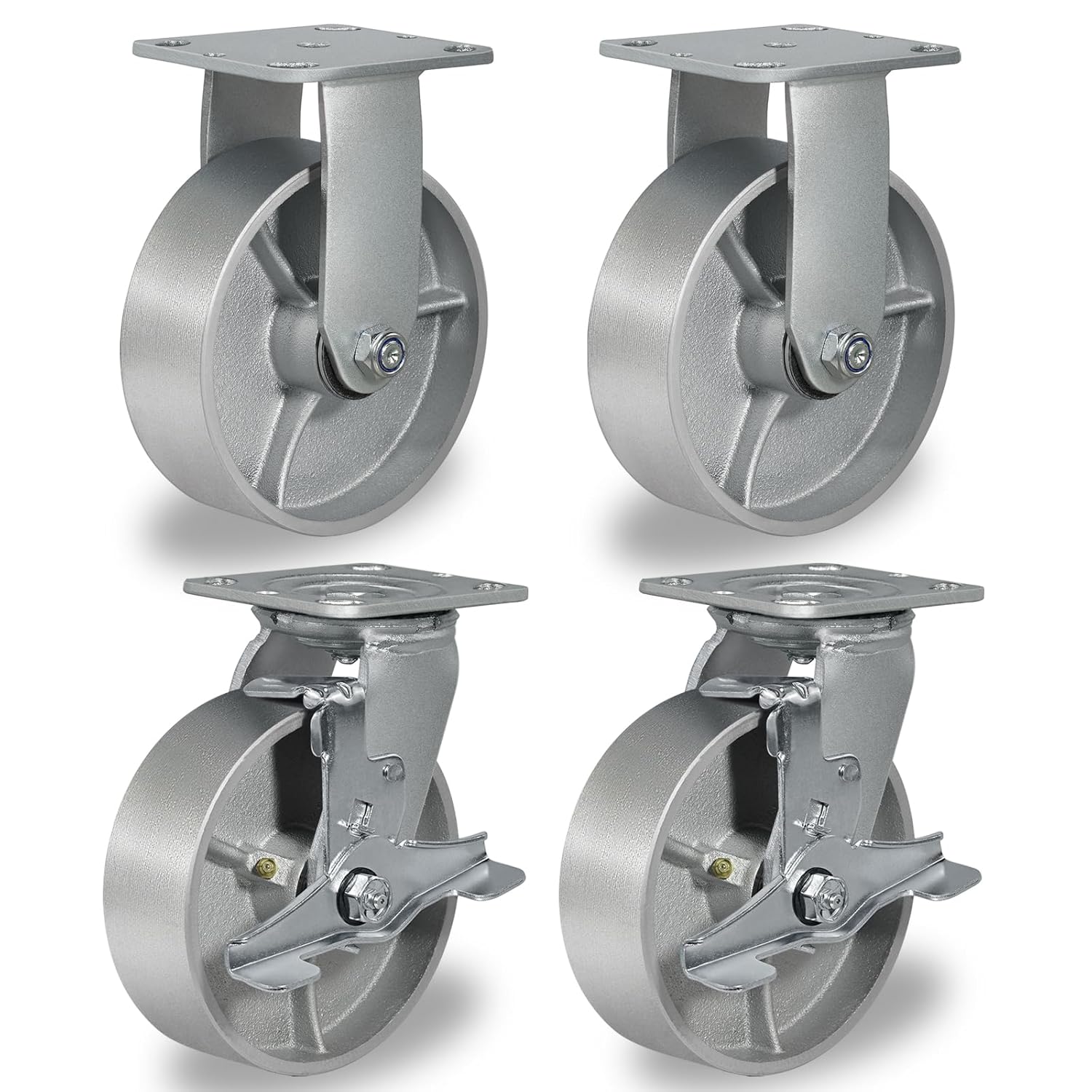 6 in Heavy Duty Industrial Casters with Brake Wheels for Stability